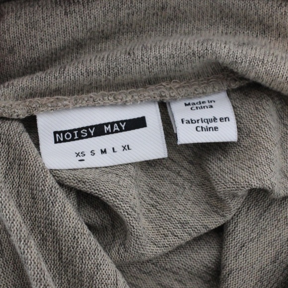 ANTHRO NOISY MAY Open Draped Back Cowl Nexk Cropped Brown Grey Sweater Oversized - Picture 3 of 10